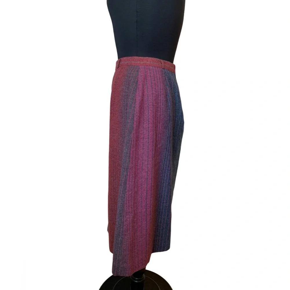 Vintage Panther A-line Wool Skirt Knee Length Jewel Tones - Picture 3 of 9
